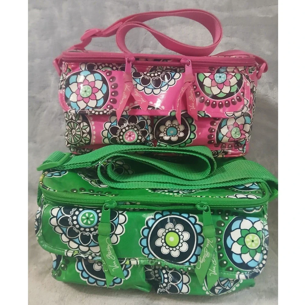 2 Vintage Vera Bradley Mini Cooler Lunch Bags Cupcakes Pink‎ Green Retired 2007